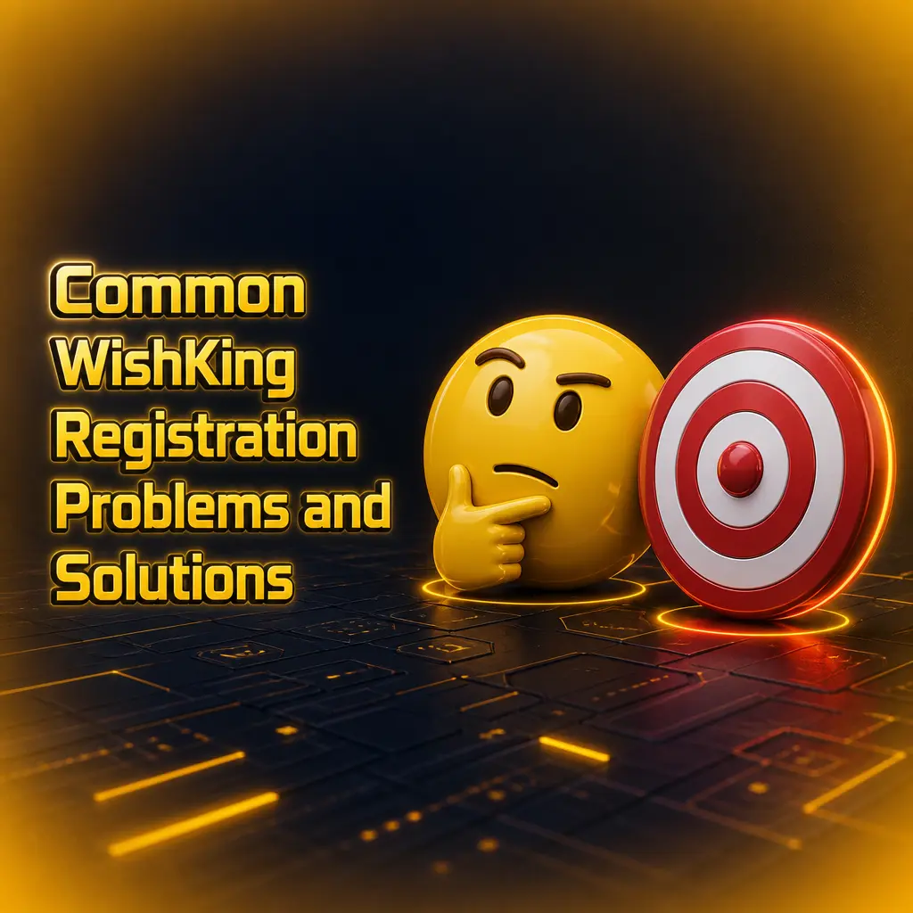 WishKing registration troubleshooting guide showing common sign-up errors and fixes for verification, bonus, and login issues