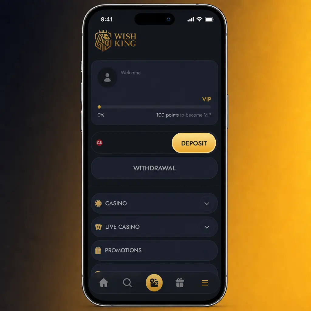 Step-by-step guide showing how to deposit money into a WishKing account using various payment methods