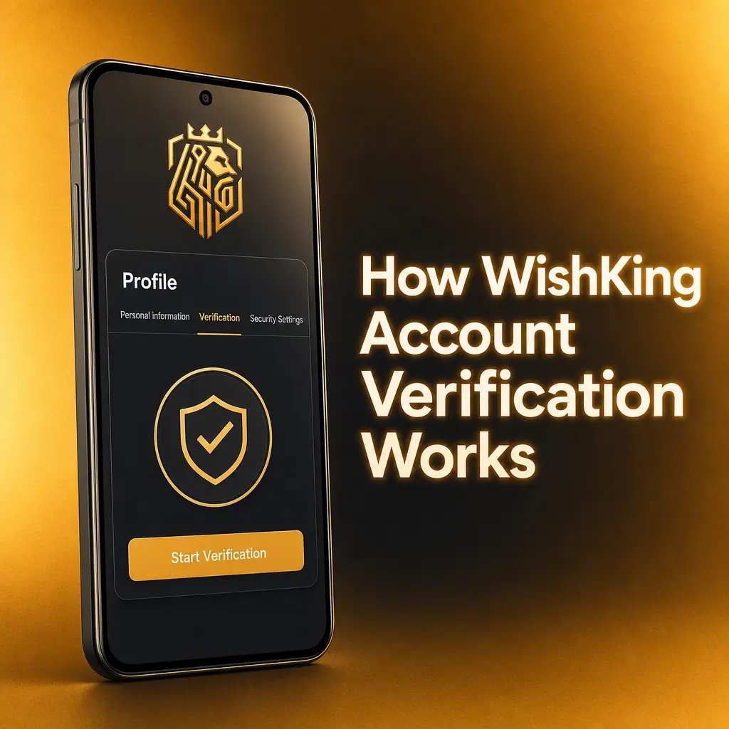 WishKing account verification steps: email, ID, address, and payment confirmation for secure withdrawals and bonuses.