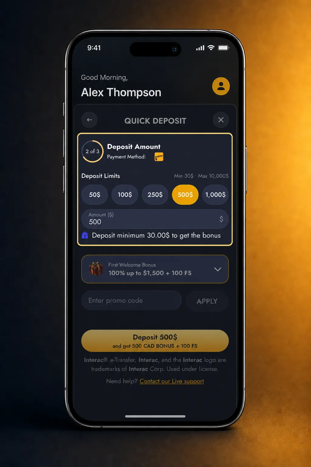 Step-by-step guide showing how to log in, select Slots, search a game, and spin at WishKing Casino.