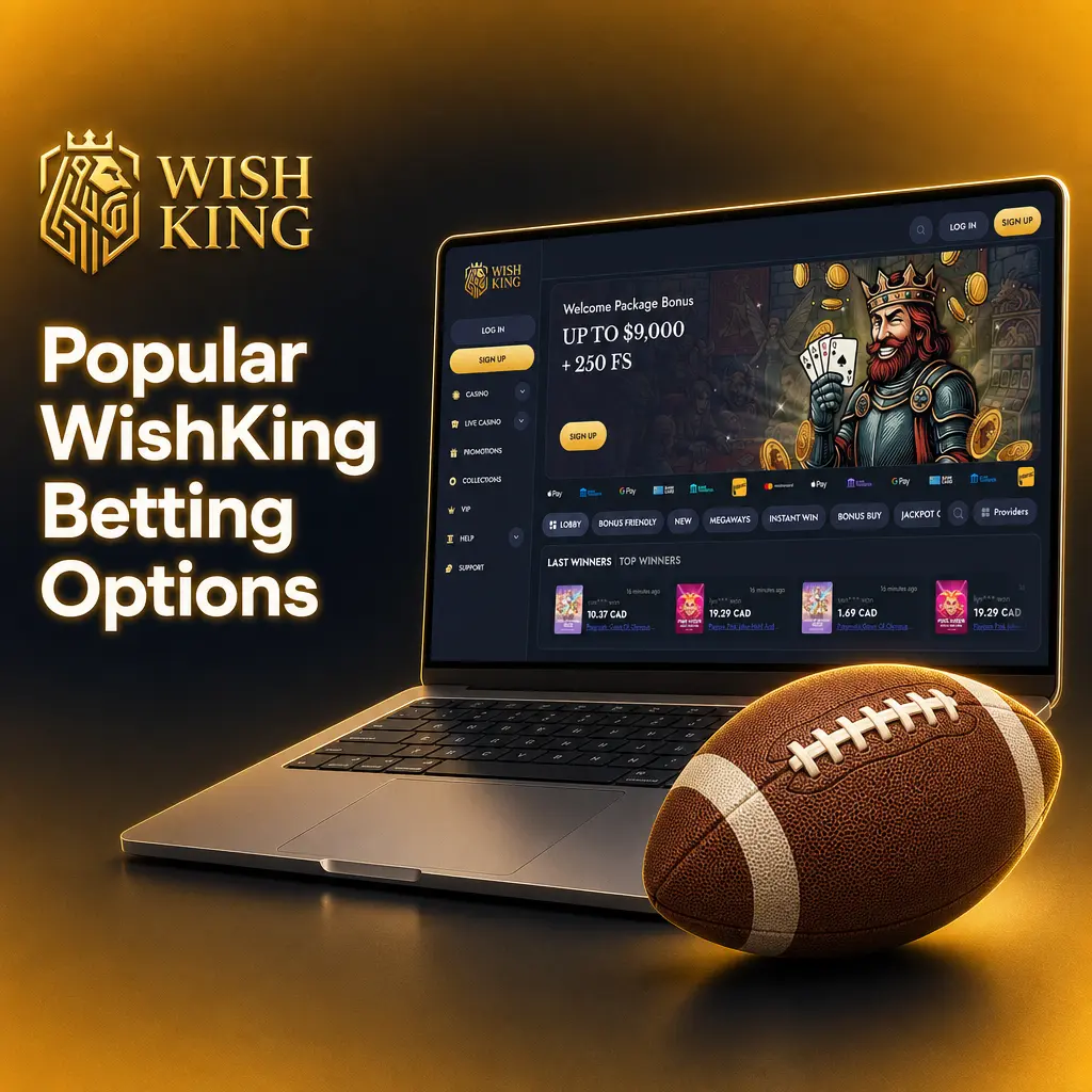 WishKing betting options: Prematch odds, Multi Live streaming of up to 20 events, and Bet Builder for combined match markets.