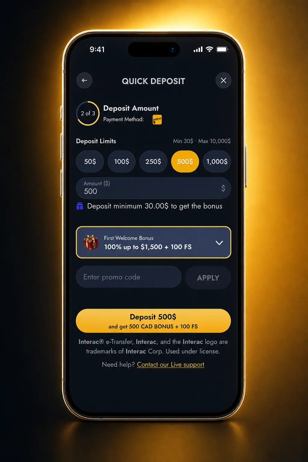 Step-by-step guide to register, deposit, and start playing live casino games at WishKing online casino
