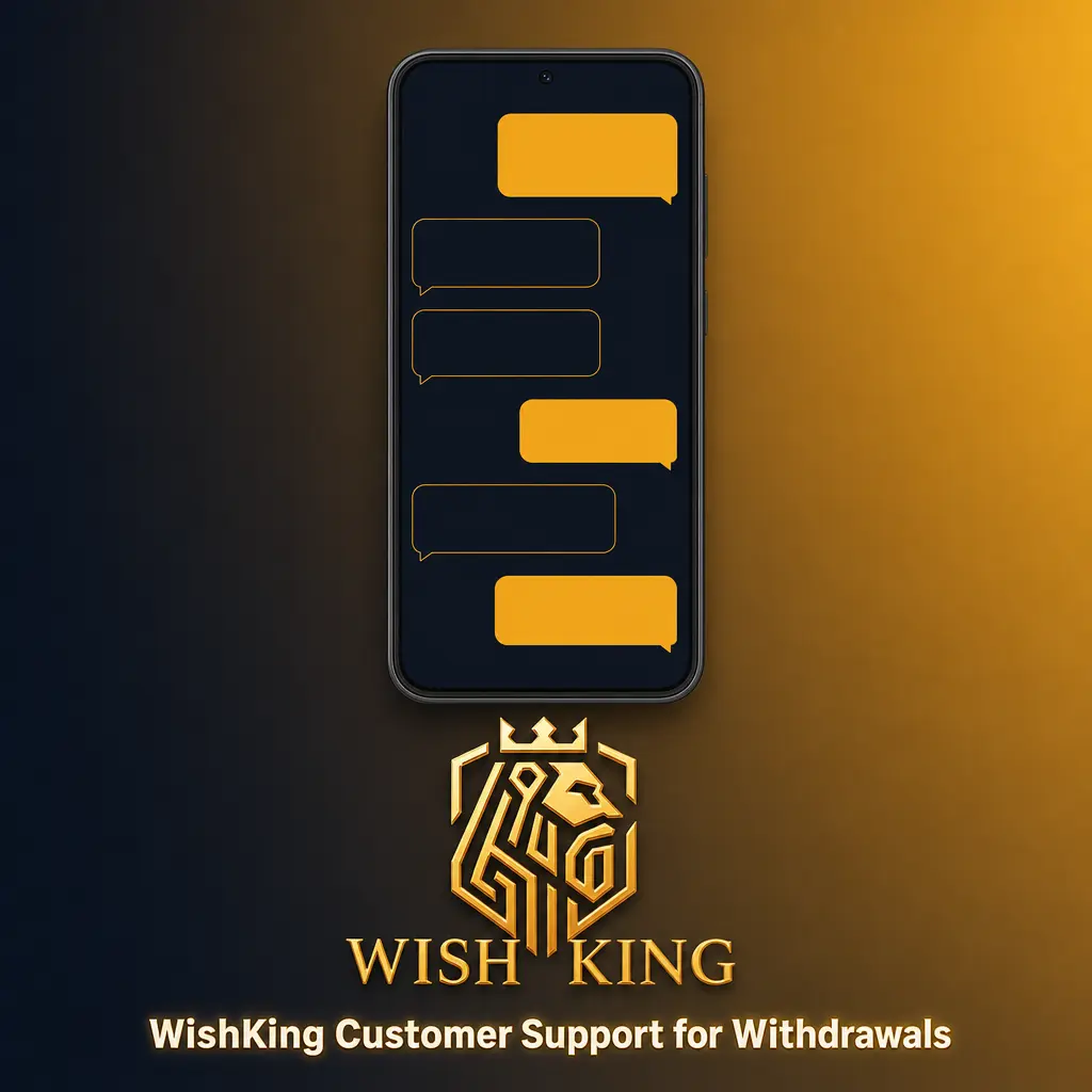 WishKing customer support options for resolving withdrawal issues, including live chat, email, and Help Center access