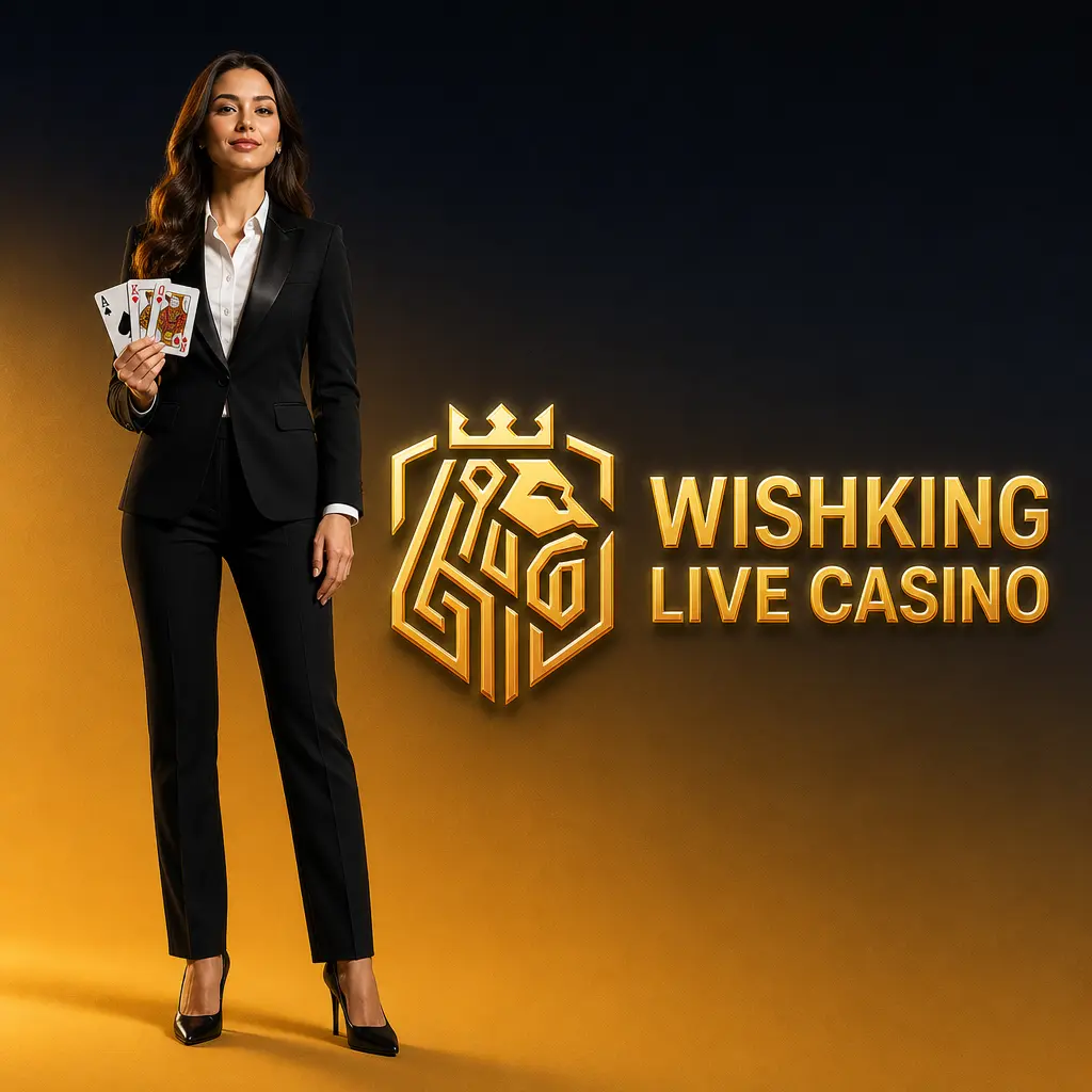 WishKing Live Casino streaming tables with live dealers for blackjack, roulette, baccarat, game shows, and poker.