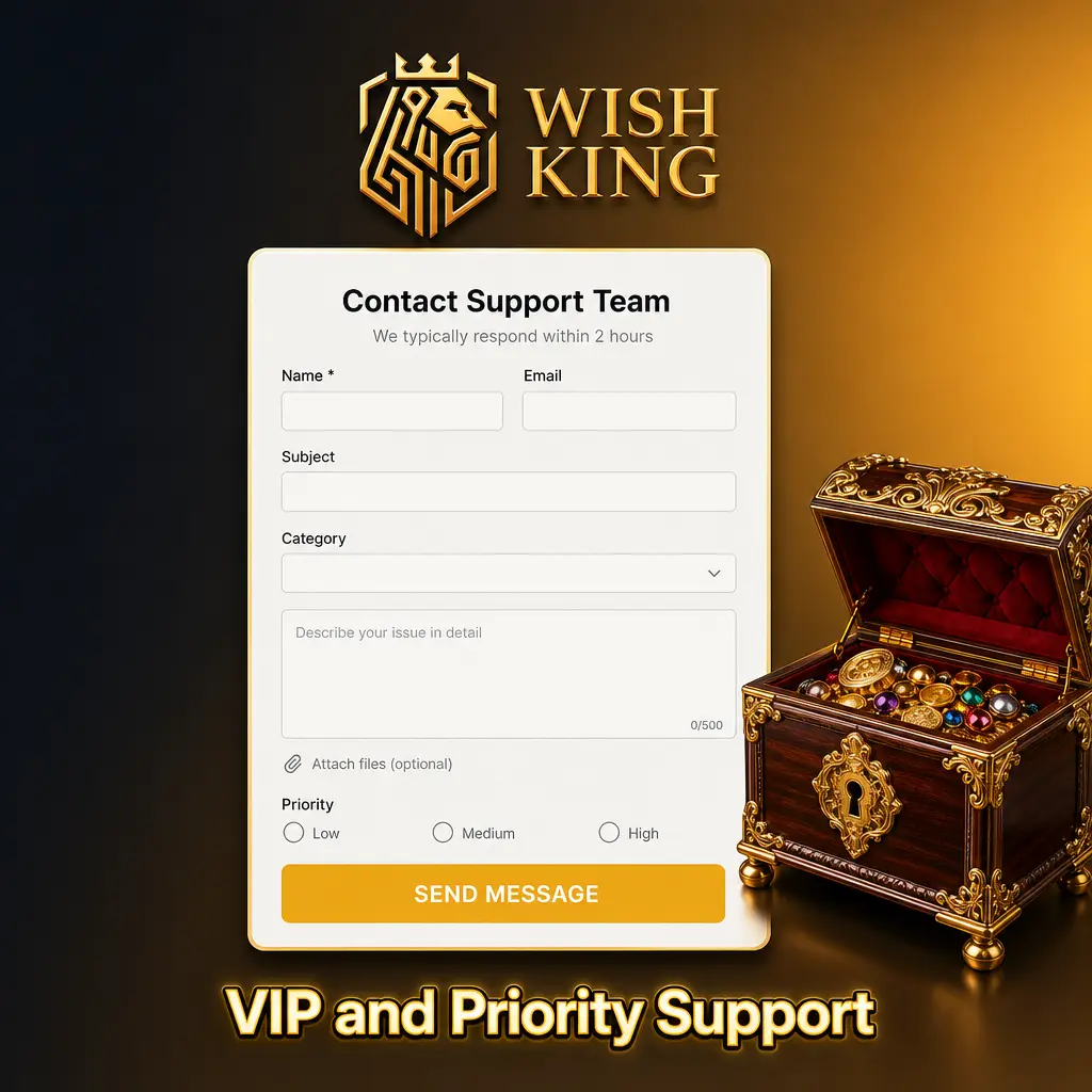 WishKing VIP and priority support with dedicated chat queue, fast response times, and personal account manager assistance