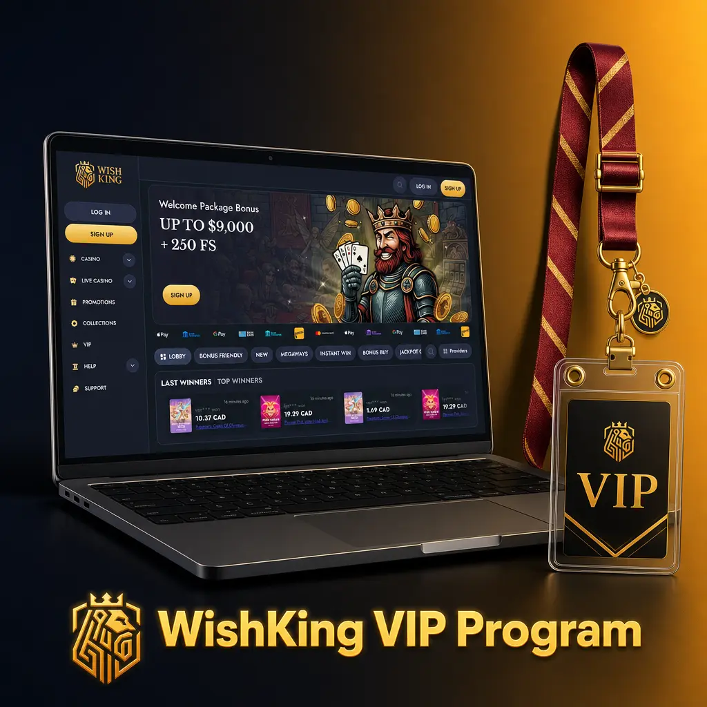WishKing VIP Program loyalty club showing 5 tiers from Bronze to Diamond with cashback rates and perks